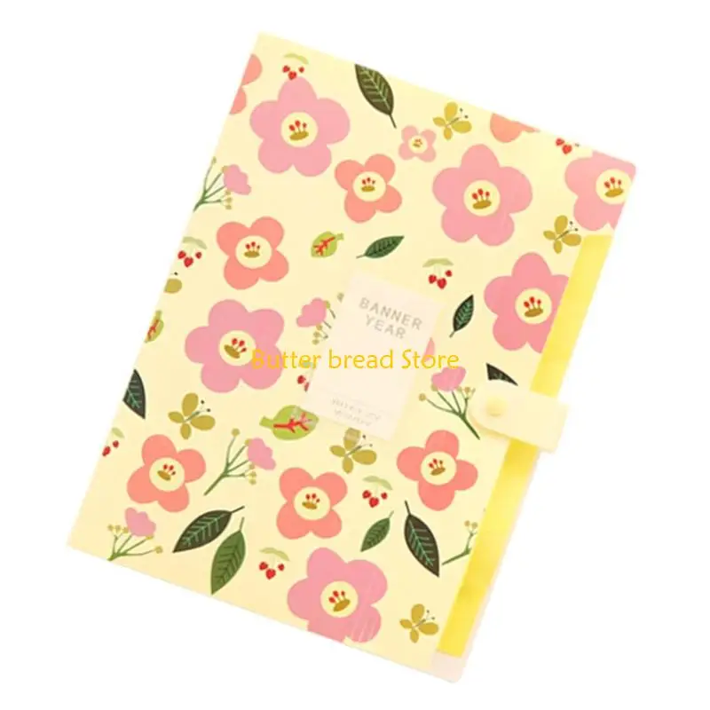 W89C Flower File Organiser 6 Pockets Expanding Document Folder Letter Size For Office