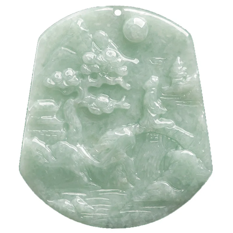 جديد عصري وطبيعي البورمية A-الصف اليشم المشهد العلامة التجارية الجليد نوع قلادة من اليشم للرجال والنساء مجوهرات اليشم Sihui #5