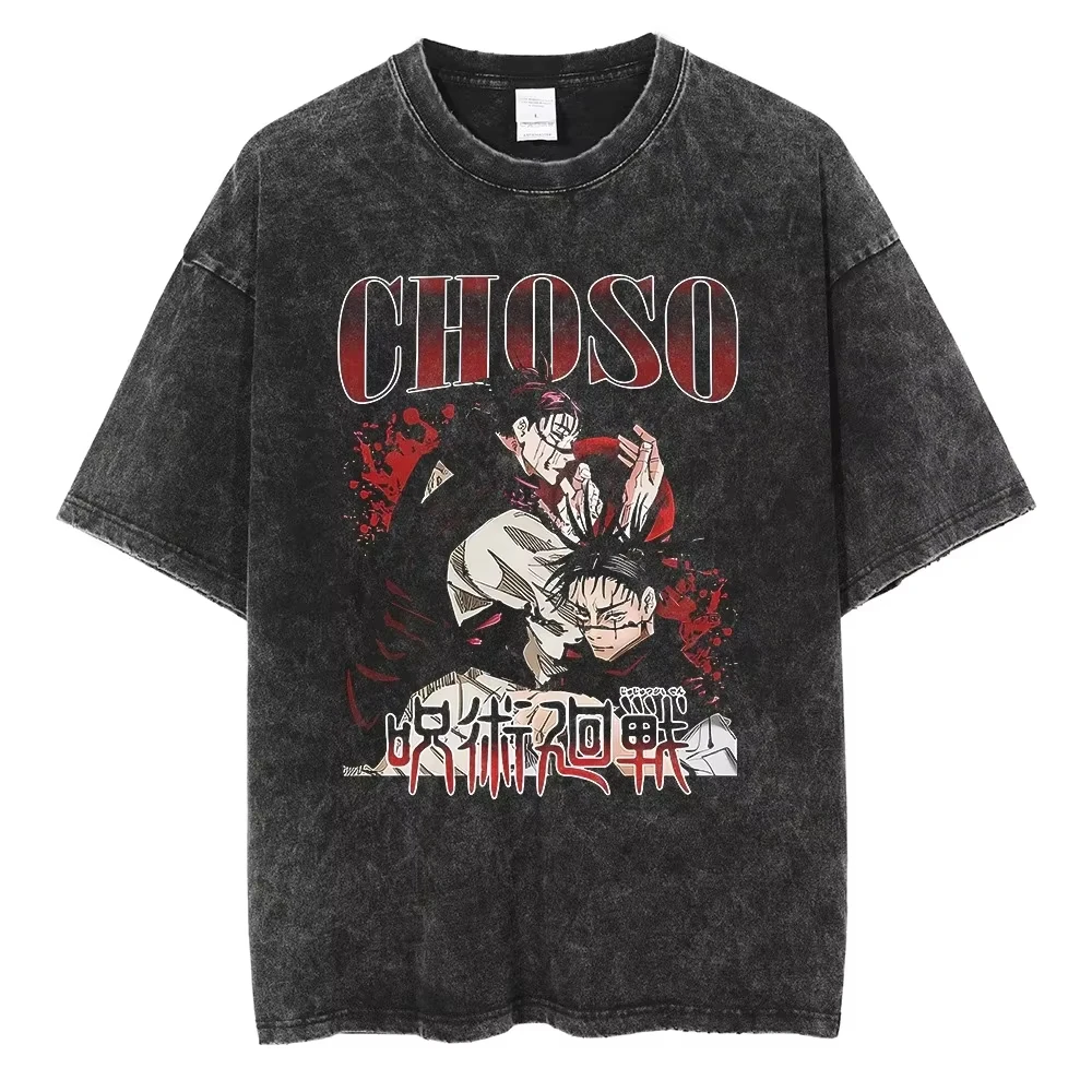 

2025Anime Jujutsu Kaisen Choso Print T Shirt Men Women Y2k T-shirts Washed Cotton Tee Harajuku Male Short Sleeve Crewneck Tshirt