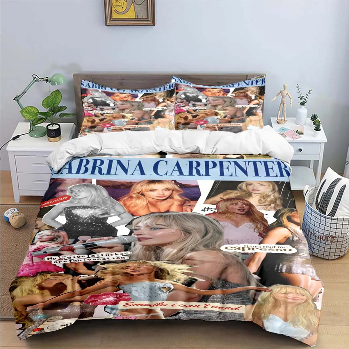 Pop Female Singer S-Sabrina Print Bedding Sets Exquisite Bed Supplies Set Duvet Cover Bed Comforter Set Bedding Set Luxury Gift