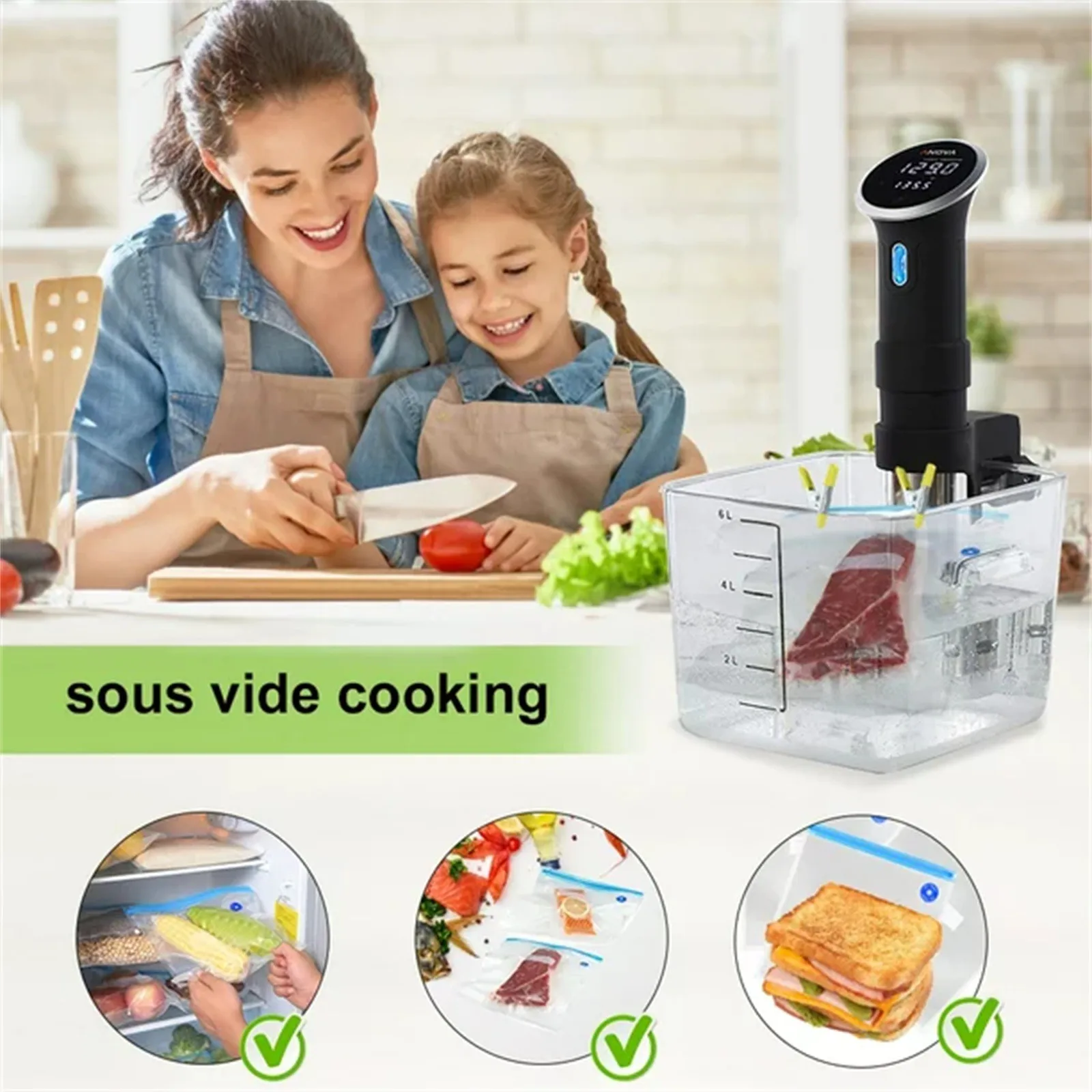 

Reusable Sous Vide Bags Kit Bpa-Free Food Vacuum Sealed Bags Sealing Storage Bags Organiseurs De Rangement Storage Organizer Box