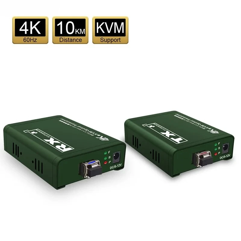 4K@60Hz 4:4:4 HDMI-Compatible Fiber Optical USB KVM Extender 10Km by LC Fiber Transmitter Receiver with Loop for Keyboard Mouse