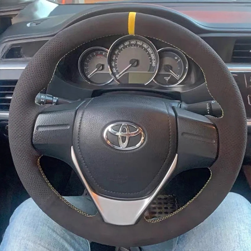 DIY Hand-sewn Car Interior Steering Wheel Cover Suede for Toyota E'Z RAV4 Auris 2013 2014 Corolla IM 2017 Scion IM 2016