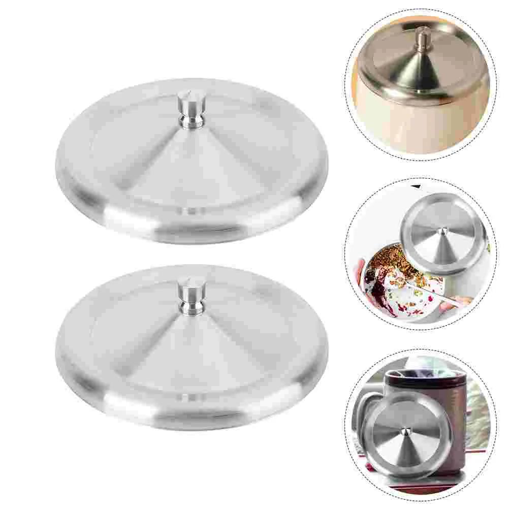 2 Pcs Stainless Steel Lid Mug Espresso Cups Drink Cover Heat Preservation Lids Practical Covers Toddler Coffee with Drinks