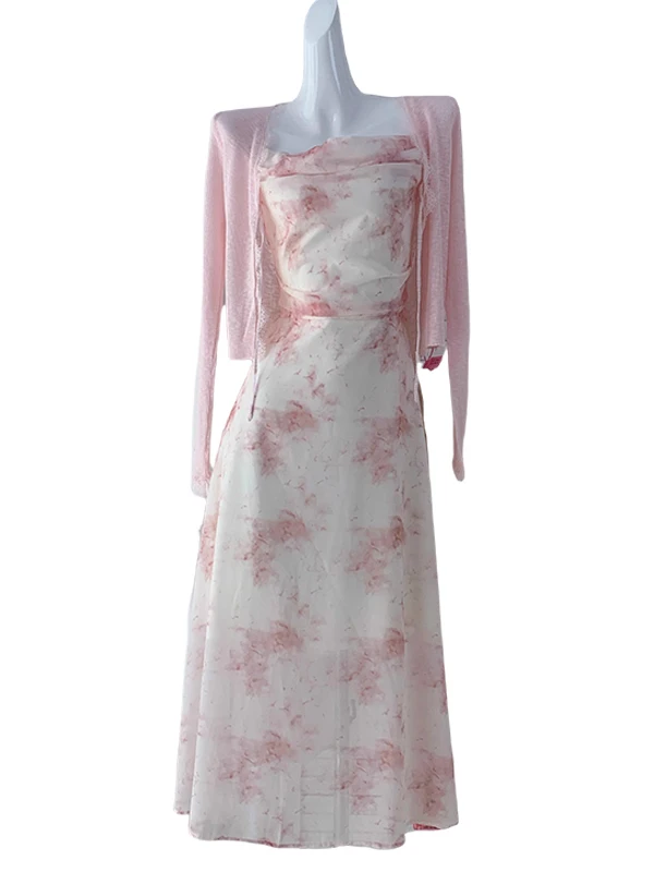 

Ele Floral Print ter Ne Long Dr Комплект из двух предметов Женское весенне-летнее пляжное платье V Ne Svel Dr