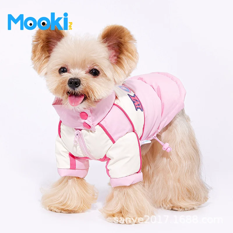 Mookipet Sweet Cool Motorcycle Down Jacket warm waterproof fashionable Pet Cat dog Clothes for Puppy Small medium dog