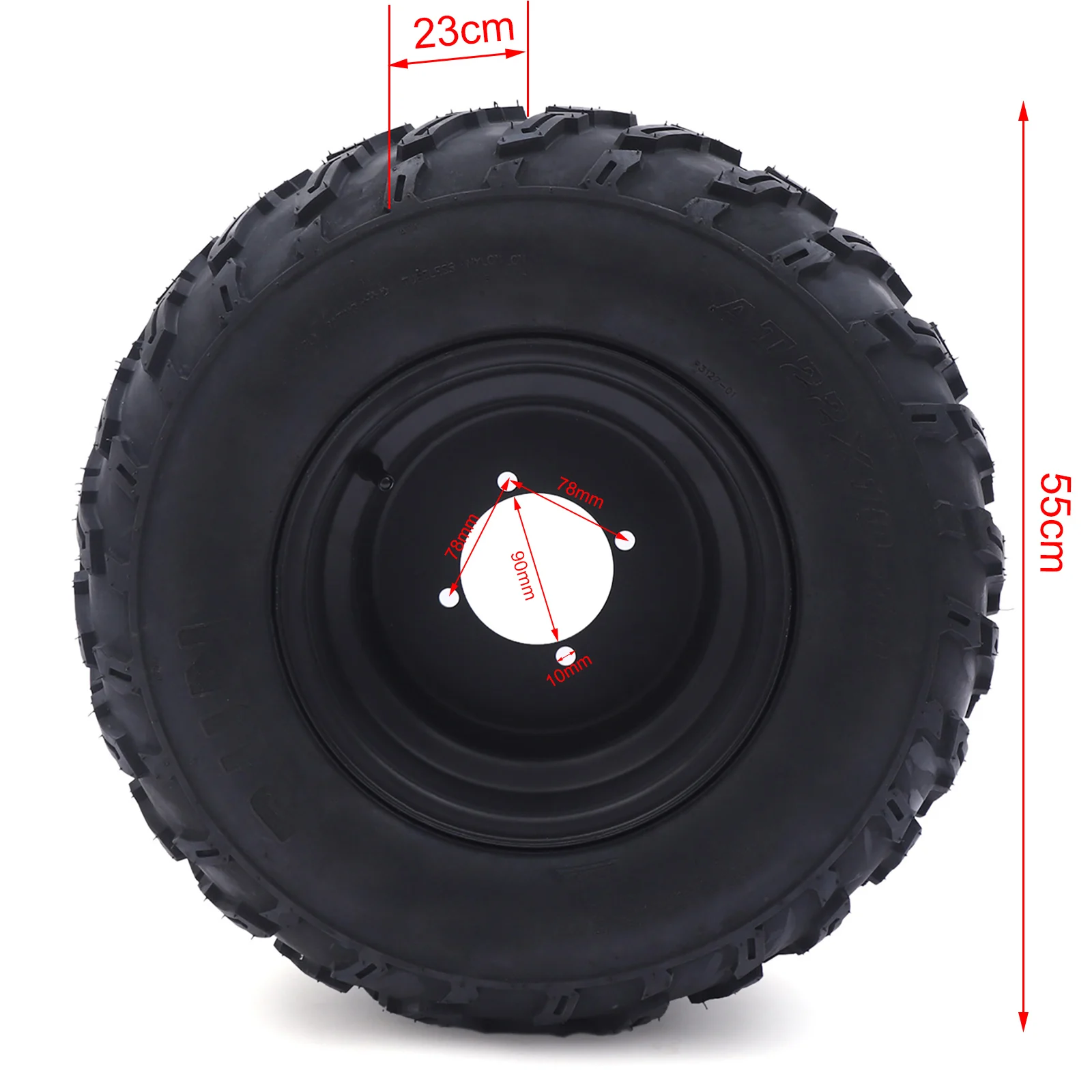 22x10-10 22X10X10 TIRE WHEEL 10 inch RIM 200CC 250CC ATV QUAD Go Kart Off Road Black