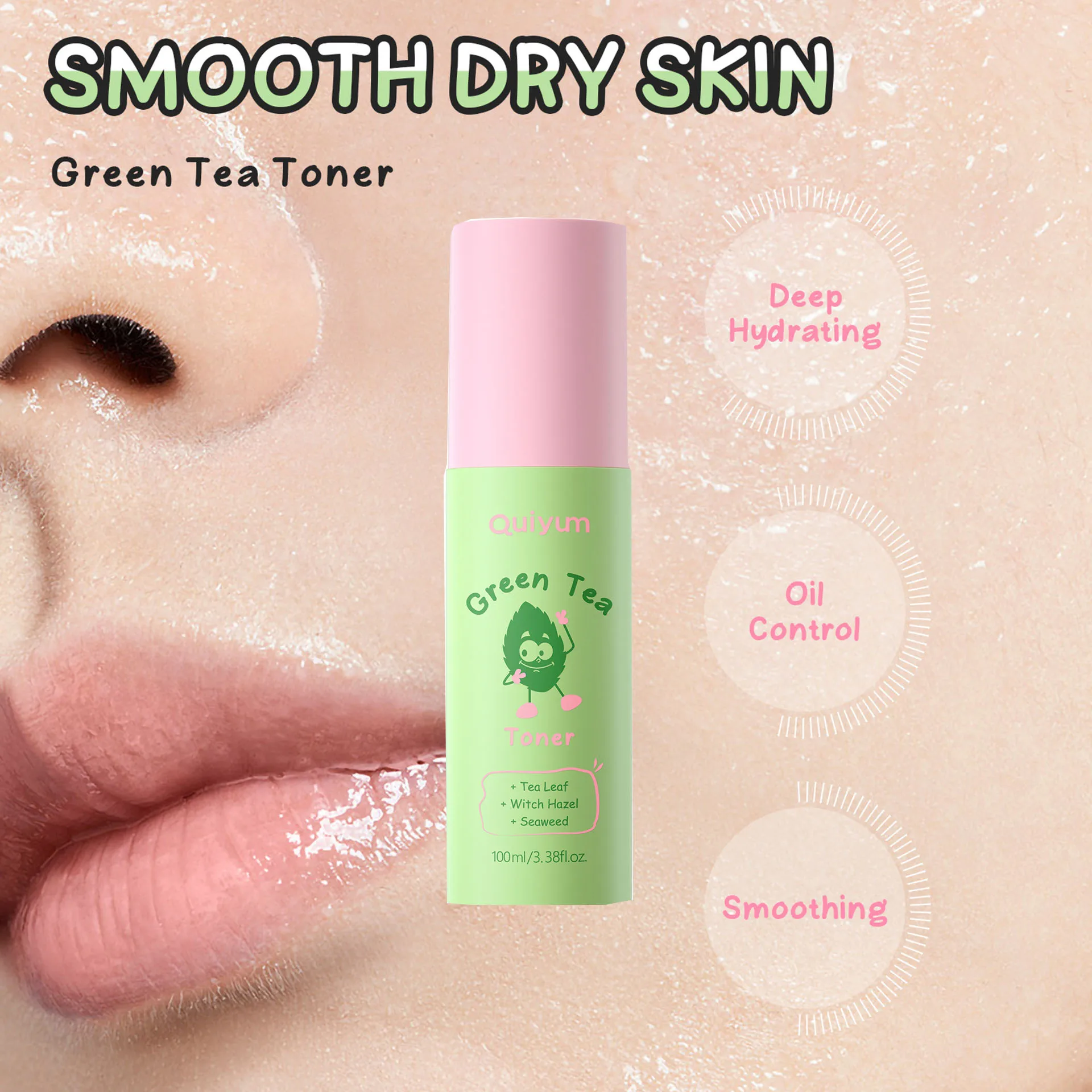 100ml Green Tea Toner Wet Compress Hydrating Moisturizing Oil Control Firming Lifting Skin Tone Face Skin Care Products
