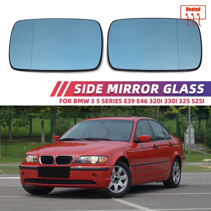 Replacement for BMW E46 Blue Left Right Side Car Glass Heated Rearview Mirror Glass 1998-2006