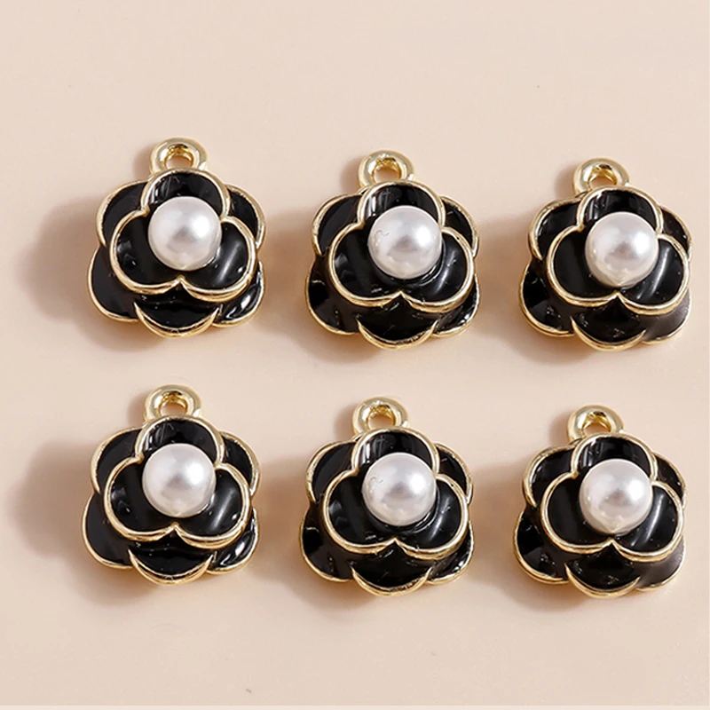 5 Stück exquisite Perlenblume weiß schwarz Rose Charms Anhänger für Halskette Armband Frauen Ohrringe DIY Schmuckherstellung Zubehör – Detail 2