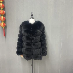 style real fur coat 100% natural fur jacket female winter warm leather fox fur coat high quality fur vest Free shipping