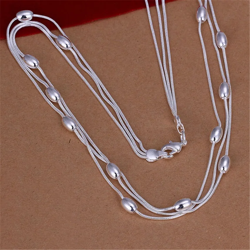 

Fashion 925 Sterling Silver Chain Bead Charms Elegant Women Necklace Fashion Trends Jewelry Cute Wedding Party Men Gift