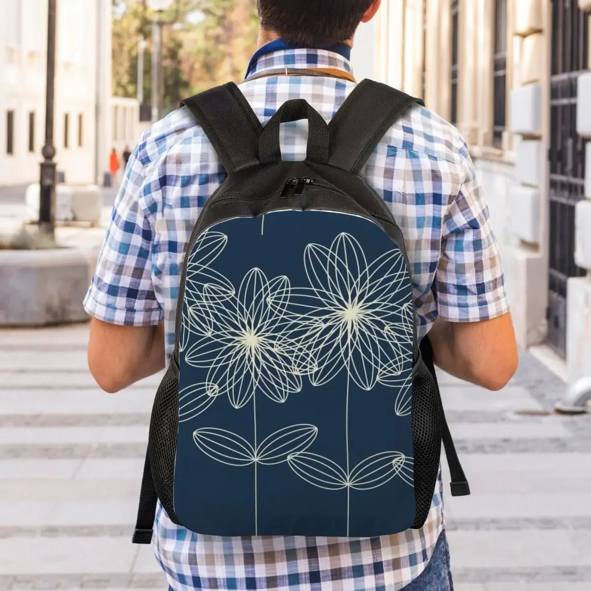 Custom Giant Dhalia Navy Backpack for Women Men College School Student Bookbag Fits 15 Inch Laptop Orla Kiely Bags