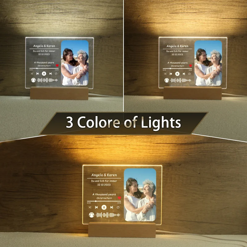 Custom Song Acrylic Plaque,Personalized Photo Frame,Podcast Code Night light Lamp,Playlist Streaming,Gift for Couple