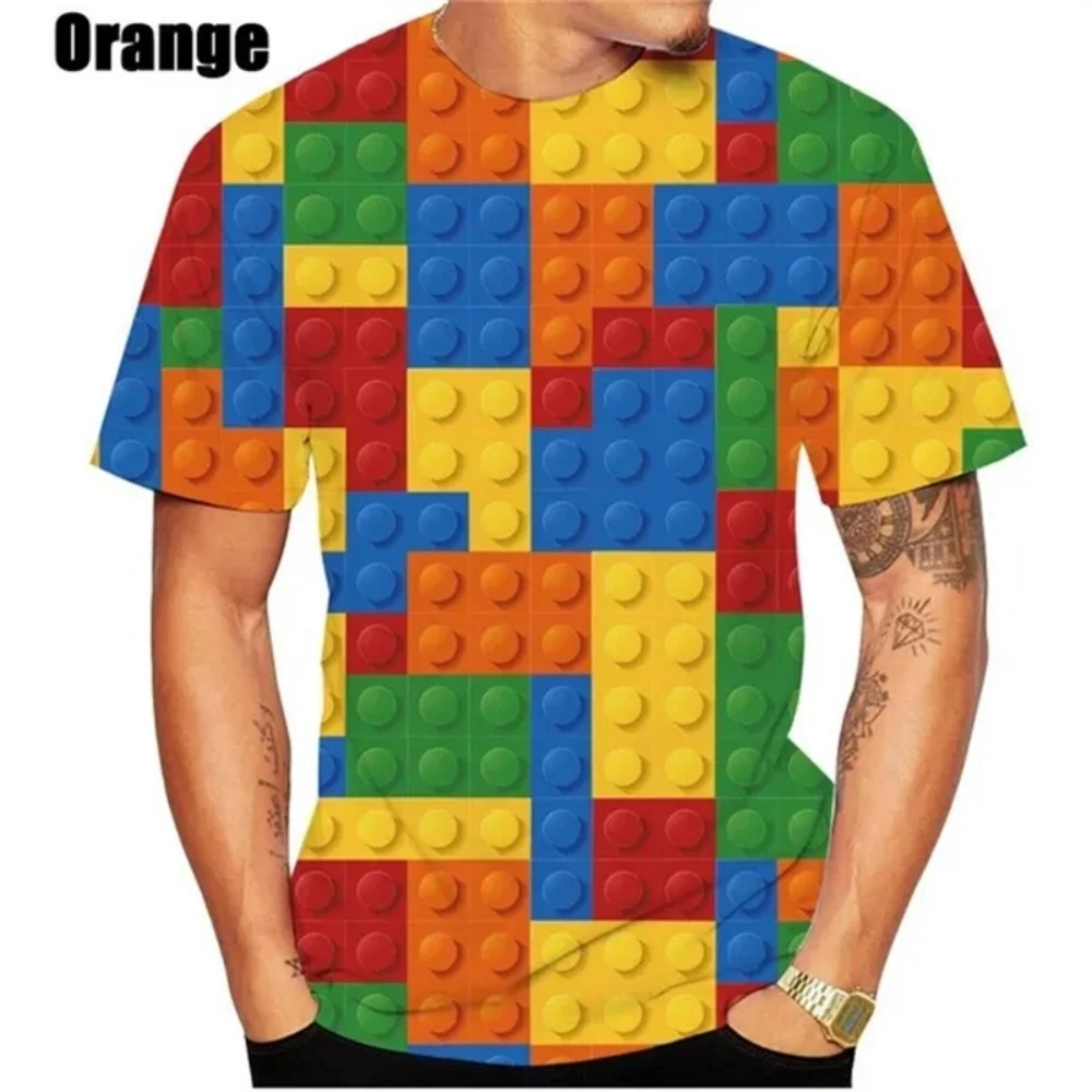 

3D Building Blocks T Shirt 2026 New Creative Brick Graphic Quick Dry Breathable Men Women Unisex Harajuku Streetwear Tops