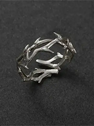 Vintage Ins Style Adherence Men's and Women's Rings with Branches, Thorns, Couples' Ring Gifts, Fashion and Personality