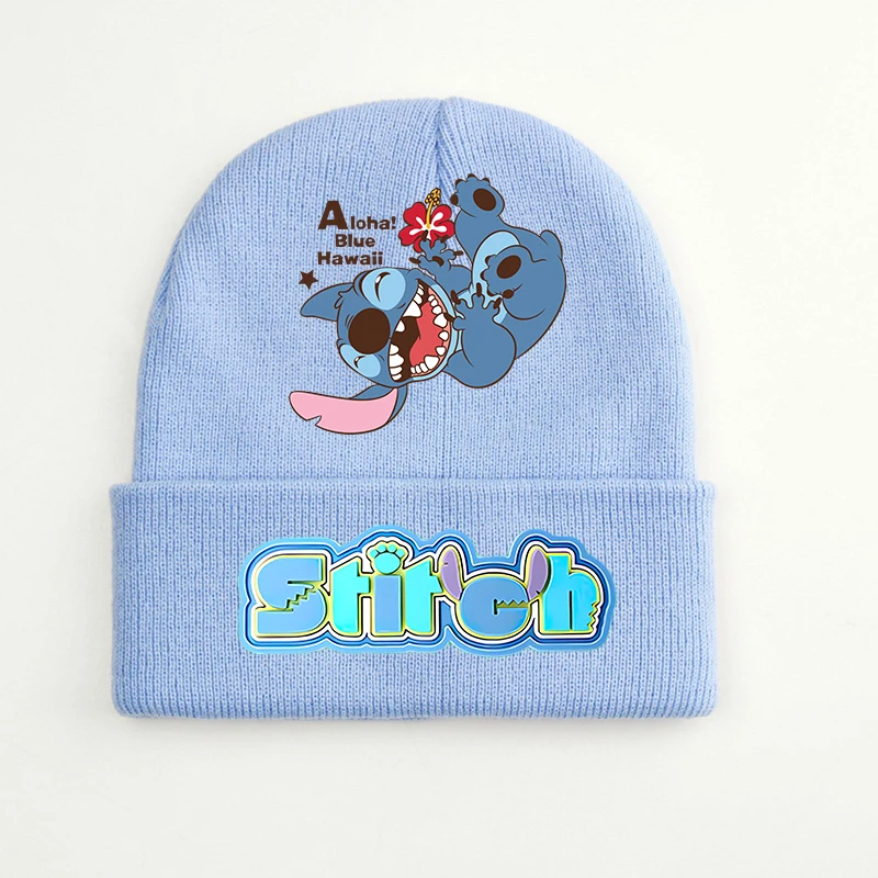 Stitch Knitted Cap Headgear Autumn Winter Woolen Hat Cartoon Anime Cap Student Bonnet Kids Boys Girls Christmas Birthday Gifts