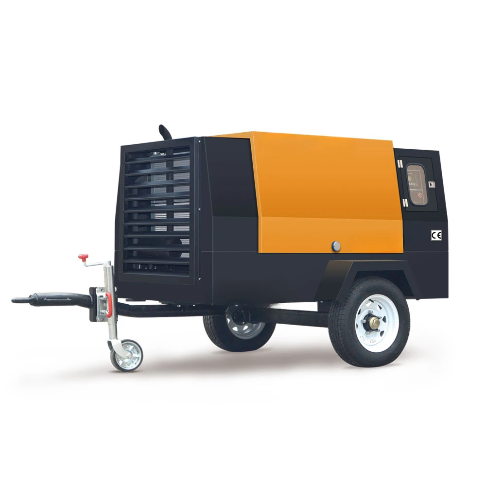 25 Hp 185 Cfm 385  300  High Pressure Mobile Diesel Engine Portable Screw  Air Compressor with Wheels