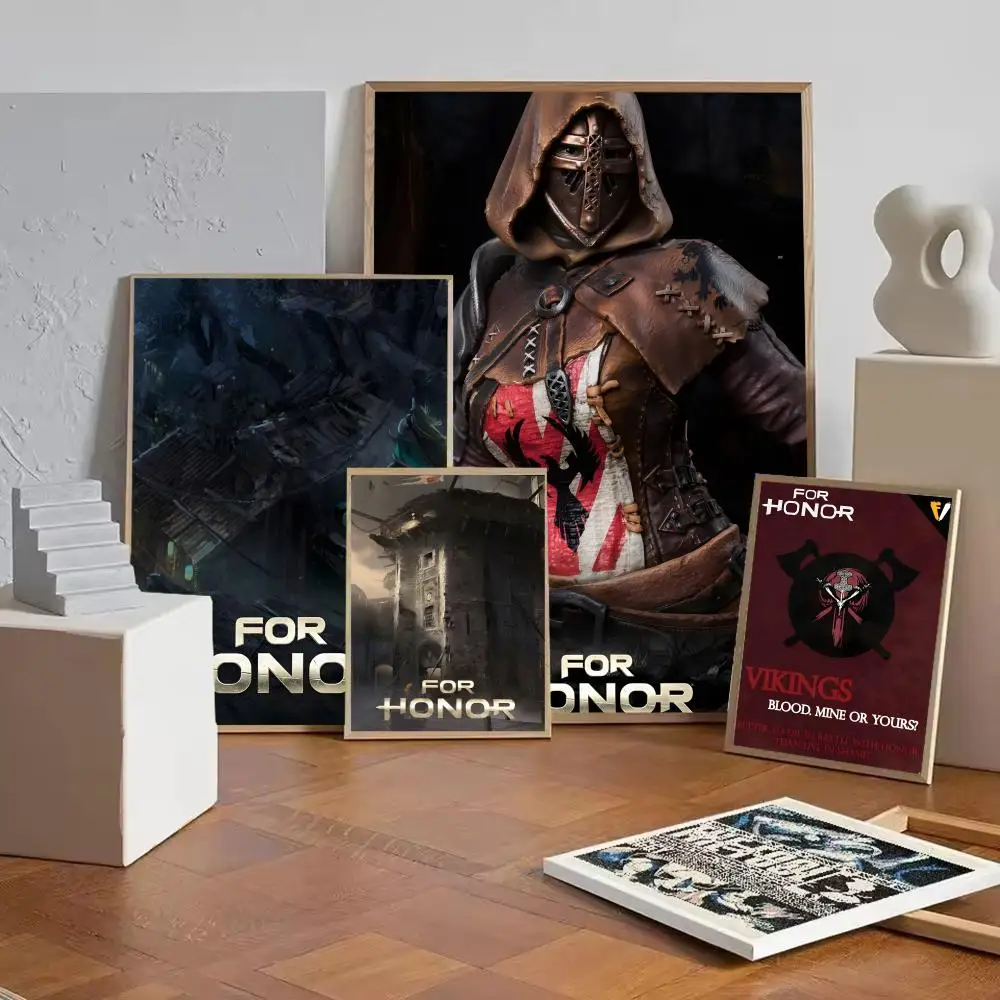 Fighting hack-and-slash game F-For Honor Poster Self-adhesive Painting with prints Home bedroom living room decoration