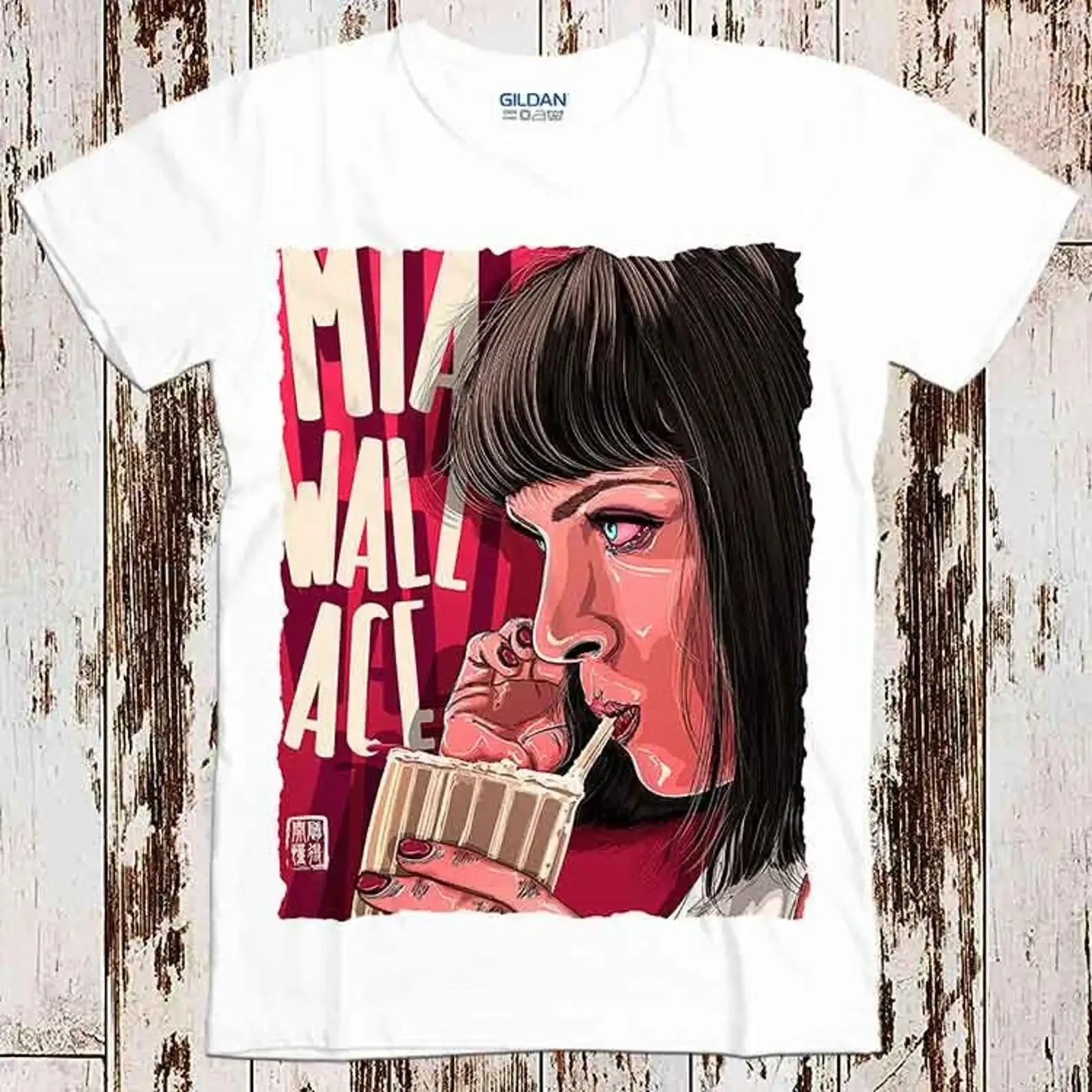 Women T Shirt Mia Wallace Pulp Fiction Art Tarantino Print Top Casual Ladies Basic O-collar Short Sleeved Girl Fashion Tee