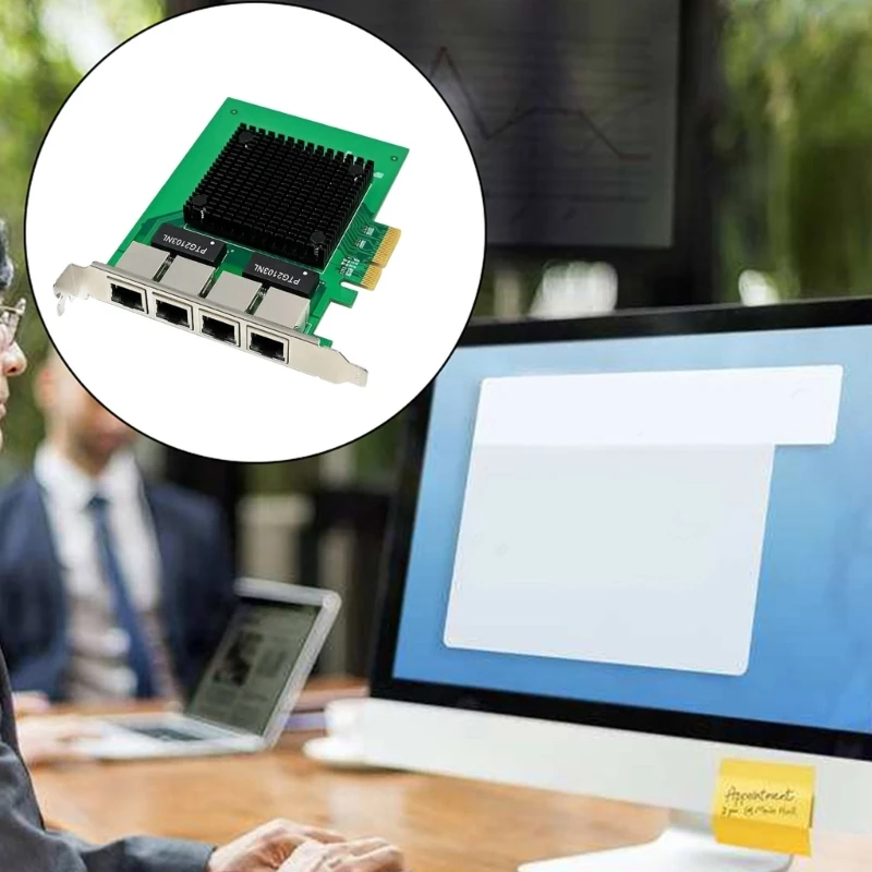 Scheda Ethernet PCIE Scheda espansione rete Ethernet da 2,5 Gbps 4 RJ45 Chip I350AM4