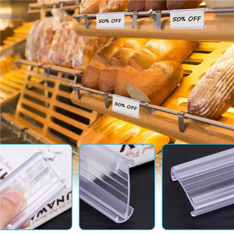 

ABDW-200 Pcs Wire Shelf Label Holders With 200 Paper Inserts,Wire Label Holder Plastic Shelf Tags Compatble 1-1/4Inch Shelves