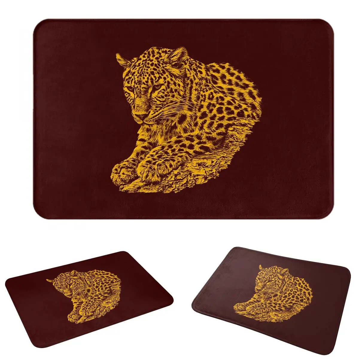Golden Leopard Wild Print Doormat Cushion Carpet Rug Kitchen Entrance Home Floor Mat for Bathroom Footpad Mats