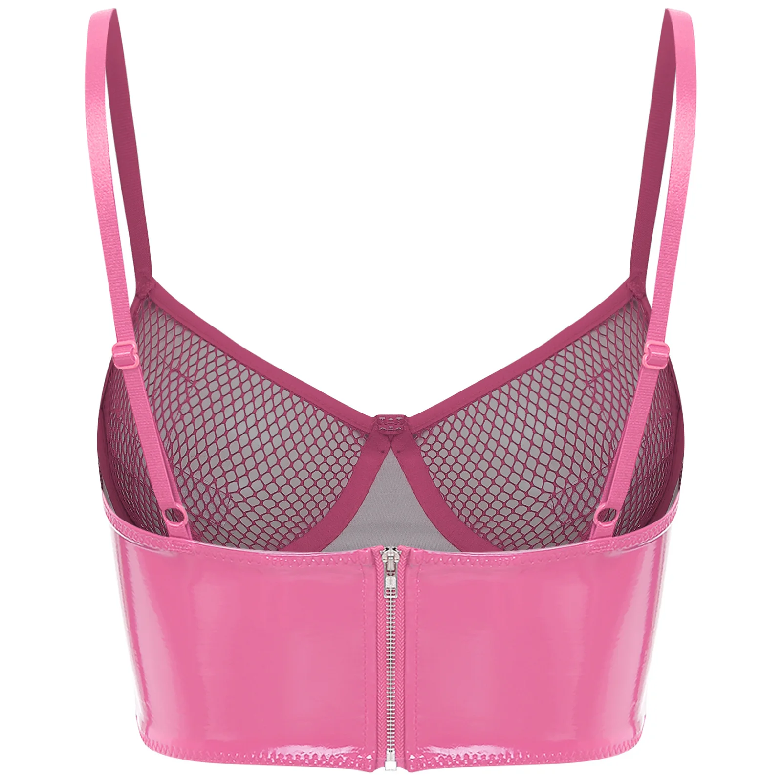 المرأة انظر من خلال شبكة جلدية المرقعة سستة الظهر المحاصيل الأعلى بروتيل Underwired Bralette Balconette مثير بوستير كلوبوير