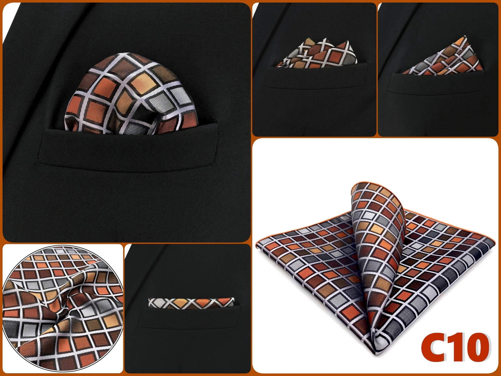 Pocket Square Handkerchief for Men Polka Dot Dots Plaid Check Checkered Suit Pocket Towel Hanky Mens Gift Wedding Business Party