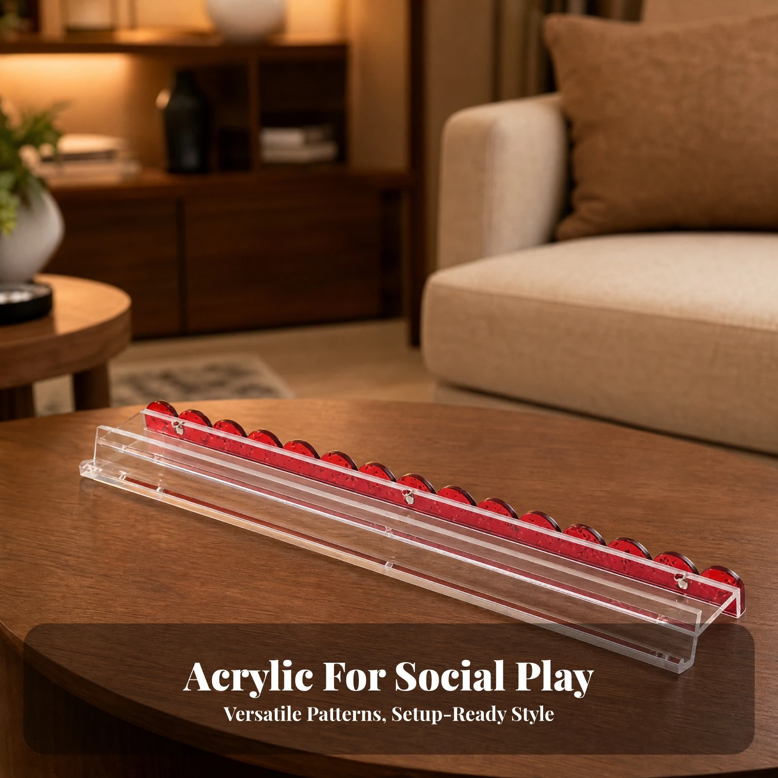 4 Pieces Acrylic Mahjong Tile Rack with Open Channel Sturdy 20-Inch Mahjong Tile Rack Game Accessory Glossy Sleek