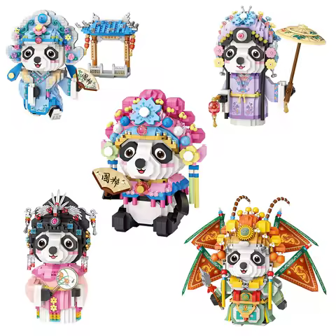 Idea Cartoon Animal Figures Chinese Quintessenc Nanobricks China Beijing Opera Micro Block Panda Building Brick Toys For Gifts