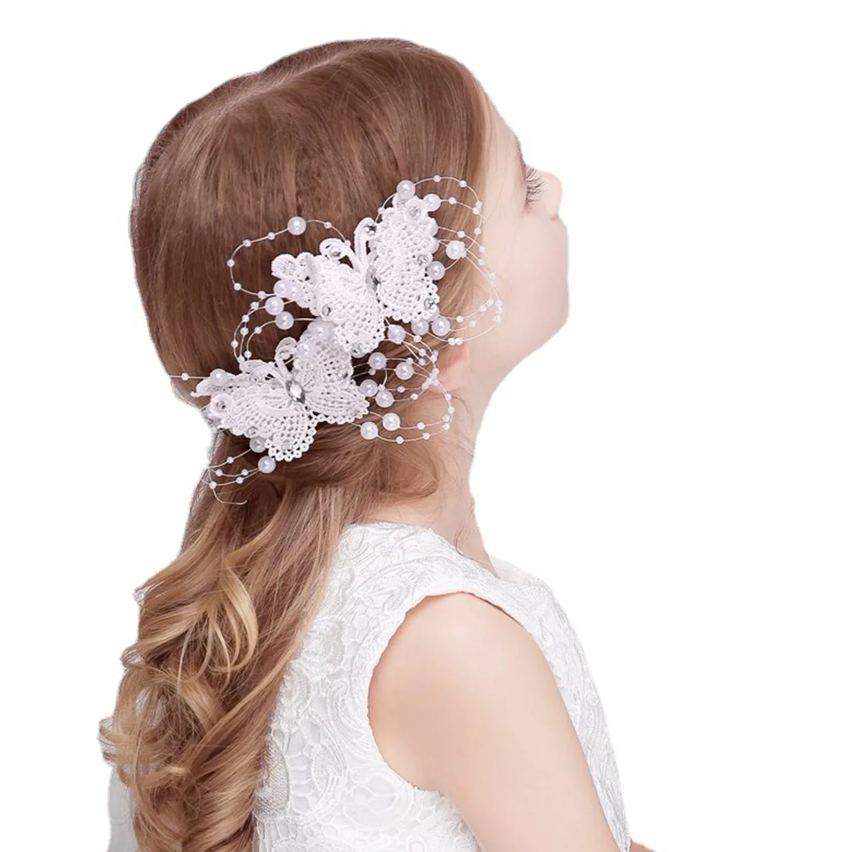 

2 Pcs Butterfly Hair Clip Girls Butterflies Accessories Pearl Alloy Clips Barrettes Miss