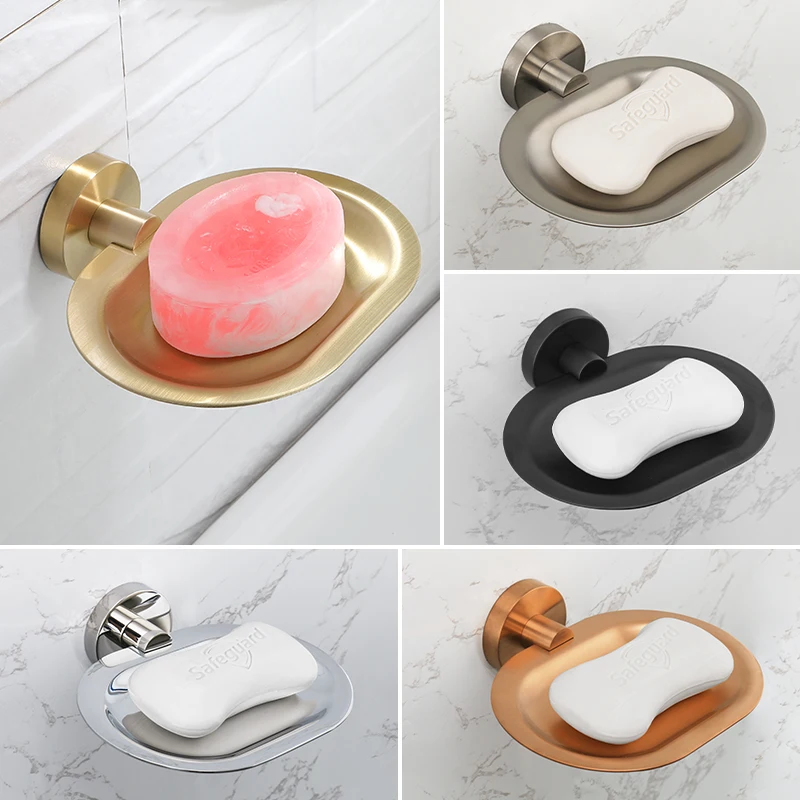 Brushed Gold 304 Stainless Steel Soap Rack Wall Mounted Metal Dish Holder Bathroom Accessories Chrome Black Rose Gold