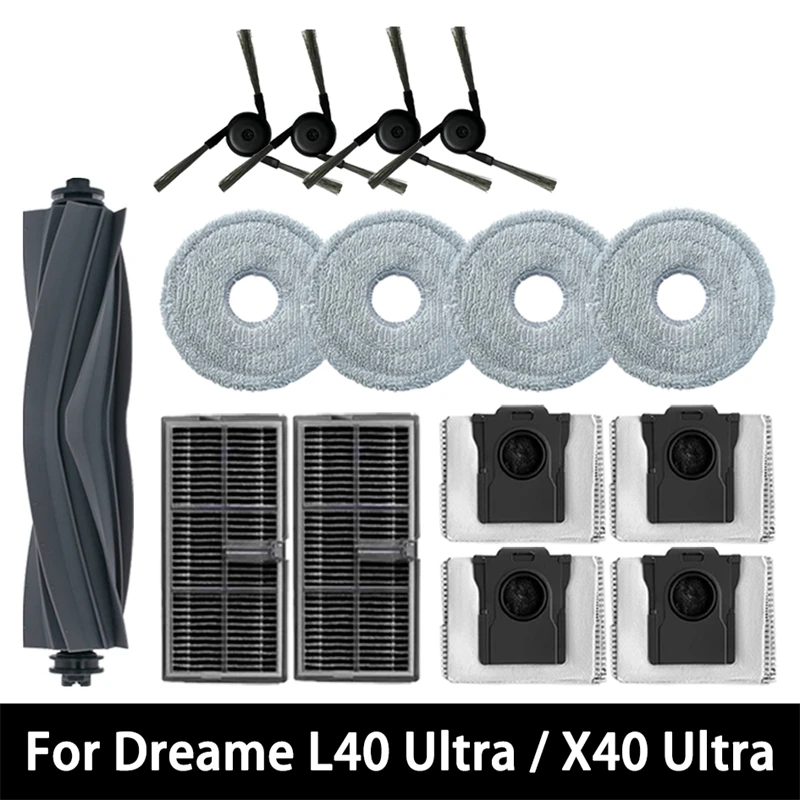 

For Dreame L40 Ultra / X40 Ultra Robot Vacuum Cleaner Replacement Accessories Main Side Brush Filter Mop Cloth Dust Bag Parts