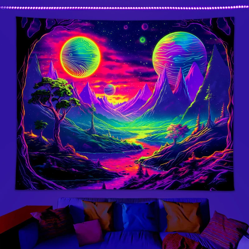 VIKAMA Neon Tropical Beach Sunset Tapestry Wall Hanging, 6 Designs, Wall Decor for Bedroom Living Room Dorm