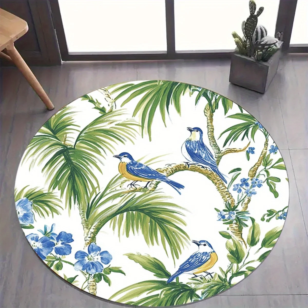 

1 piece tropical bird and palm tree pattern rug, crystal velvet fabric, suitable for bedroom living room decoration
