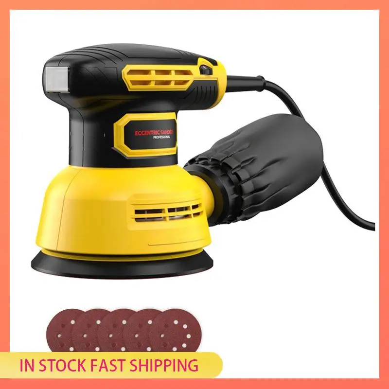 AA05 5-Inch Random Orbital Sander 6 Variable Speed Sander Machine With 5Pcs Sandpapers For Woodworking EU Plug