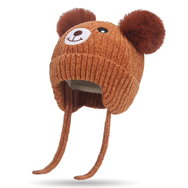 Winter Warm Knitted Cap Toddlers Hat Bear Ear Cute Windproof Hat Kids Crochet Hats Gorros Baby Autumn Beanie Cap