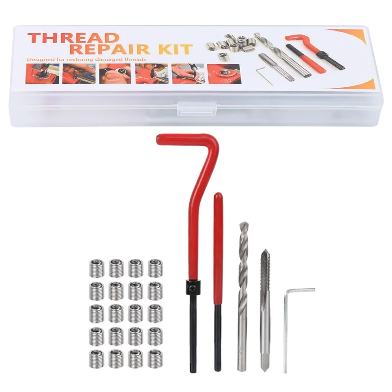 

25Pcs M5 Thread Repair Insert Kit With Transparent Plastic Box For Processing Machinery