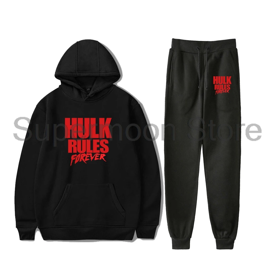 Hulk Hogan Hulk regras para sempre moletons com capuz calças jogger conjunto de duas peças moletons + calças de moletom conjuntos de roupas masculinas