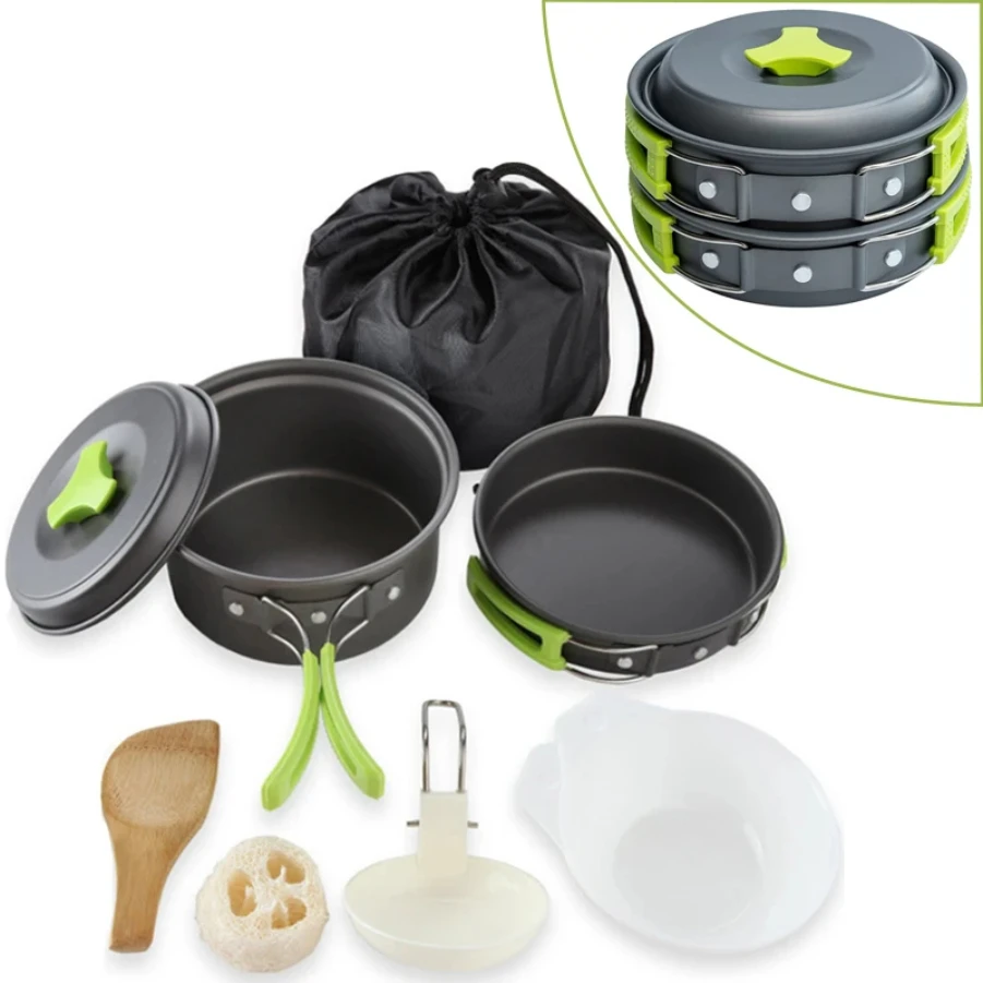 

Camping Cookware Set Backpacker's Cooking Set: Portable, Durable Outdoor Cookware with Tableware and Handy Storage Bag