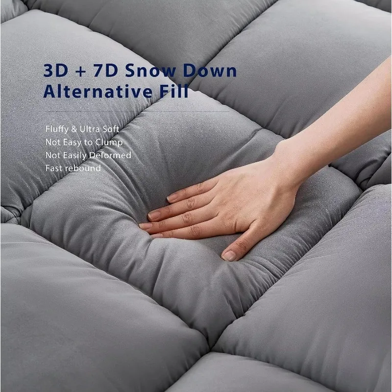 Cooling Mattress Topper Super Queen Size Extra Thick Plush Bed Topper Alternative Overfilled Soft Mattress Pad for Back Pain