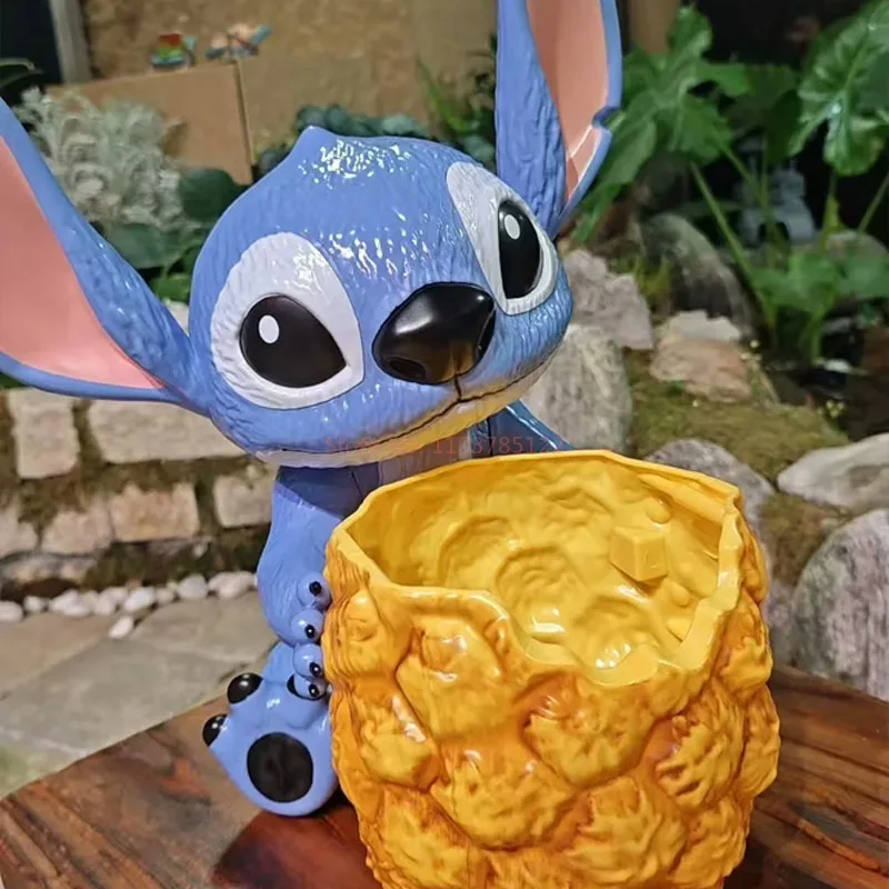Cartoon Anime Stitch Doll Handheld Popcorn Bucket Ornament Cute Animation Collectible Toy Gift Action Figure Model