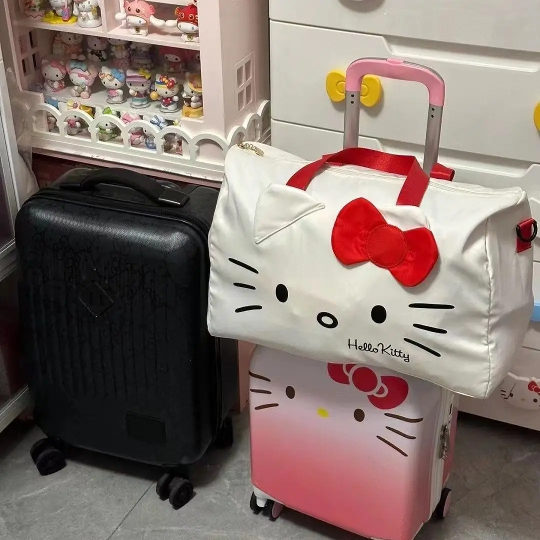 Spot Kawaii Hello Kitty Travel Bags Big Handbag Campus Clothes Case Lightweight Trolley Travel Business Trip Handbag Luggage Bag