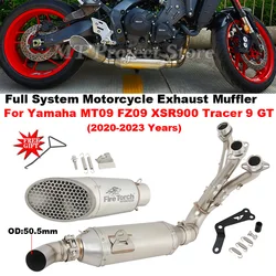 Slip On Full Systems Motorcycle Exhaust Escape Front Link Pipe Muffler Moto For Yamaha MT09 FZ09 XSR900 Tracer 9 GT 2022 2023