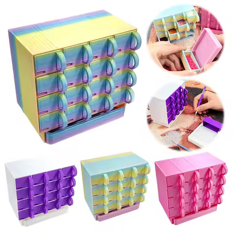 16 Grids Diamond Art Bead Box Color Diamond Painting Embroidery Storage Portable Container Diamond Painting Plastic Storage Box
