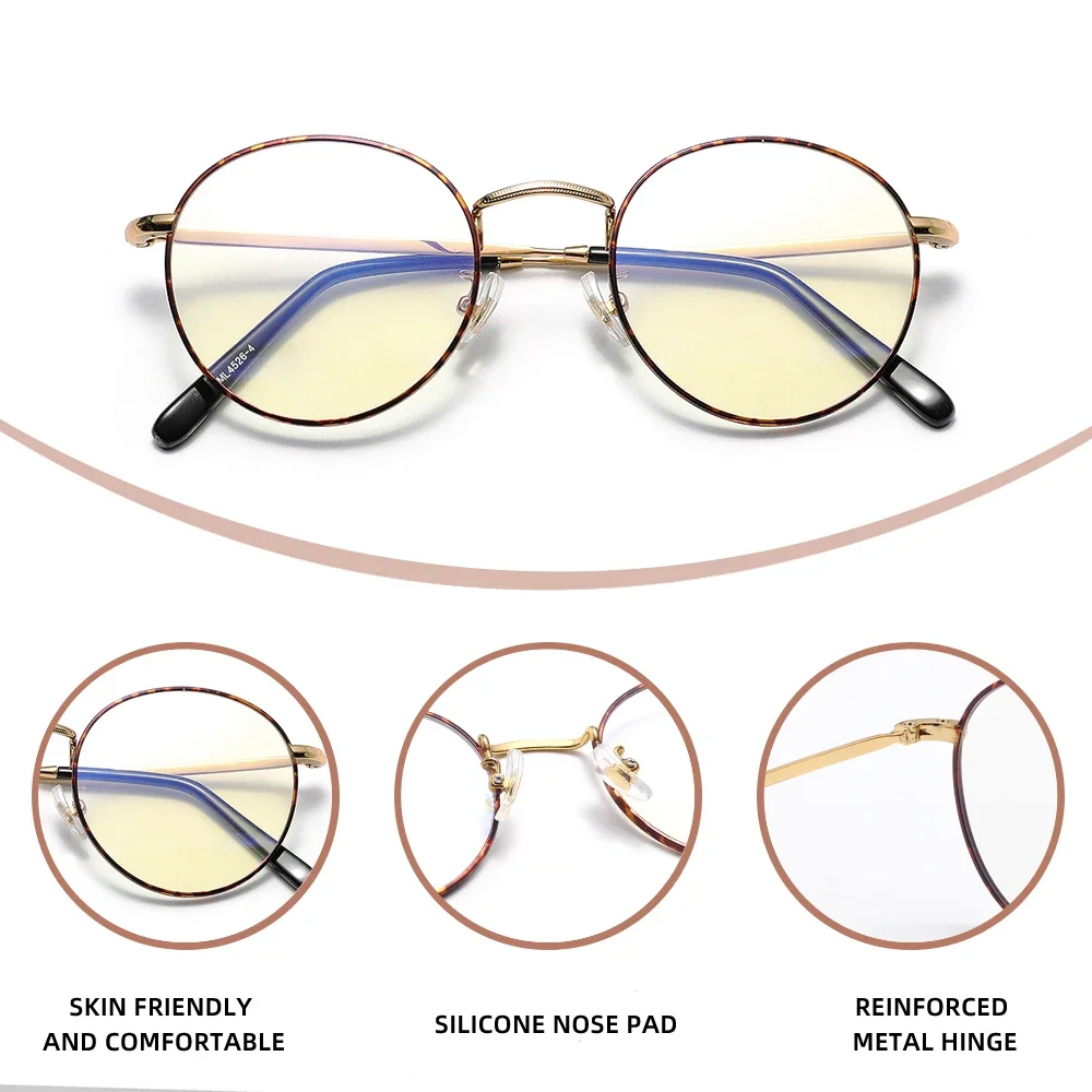 KINGDREAM موضة جولة مكافحة نظارات الضوء الأزرق الرجال/النساء سبيكة شفافة عدسة النظارات الأزرق راي حجب النظارات