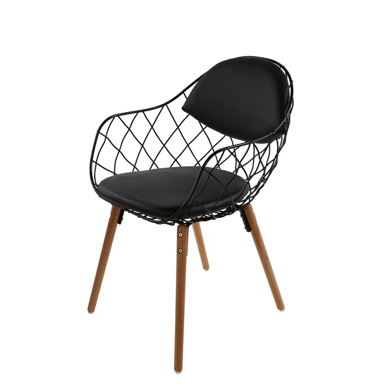 

Dining chair Modern simple PU seat cushion Leisure Milk tea shop backrest Solid wood chair