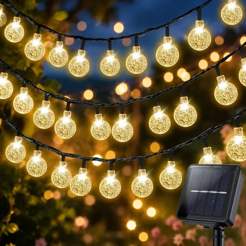 Solar Bubble Balls Lamp String Lights Outdoor Water Drops Outdoor Waterproof Orb Christmas Lights Patio Holiday Party