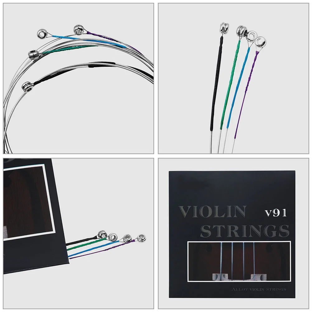 

4Pcs Sturdy Violin Strings Metal Material Easy to Apply Long Lasting Tone Enhancing Violin String Universal Strings